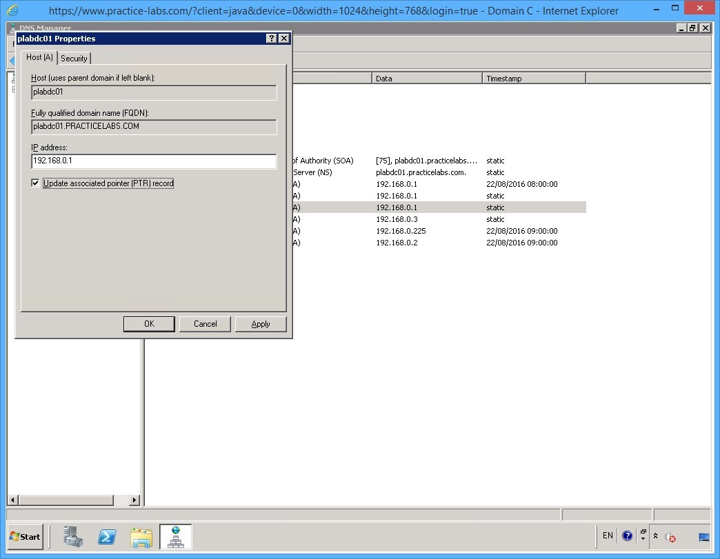 Practice Labs screenshot.